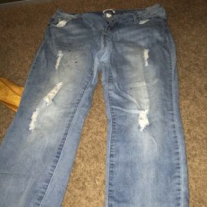 Ripped painted splashed jeans